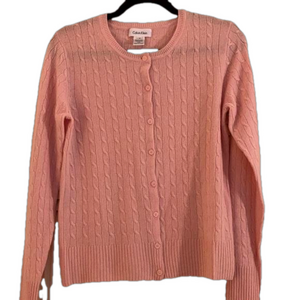 𝅺calvin Klein Pink 100%Cashmere thin cardigan.Med .